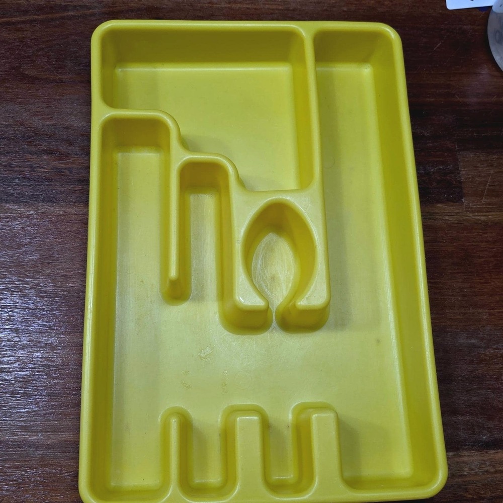 Vintage Rubbermaid‎ Yellow Silverware Drawer Organizer Tray 2921 Retro Kitchen